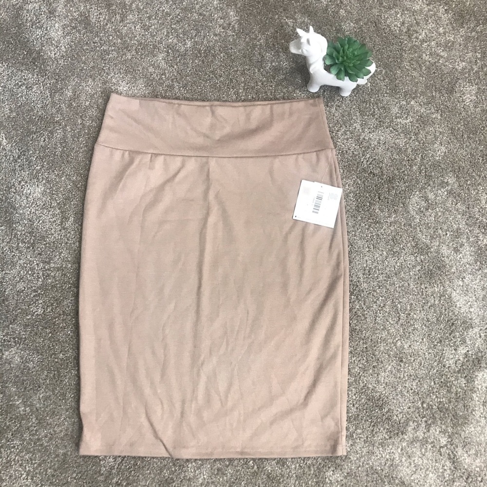 LULAROE tan NWT shimmer Cassie pencil skirt Large